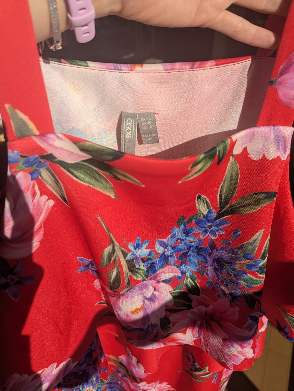 Red Floral Ruffle Summer Dress - Picture 4 of 6